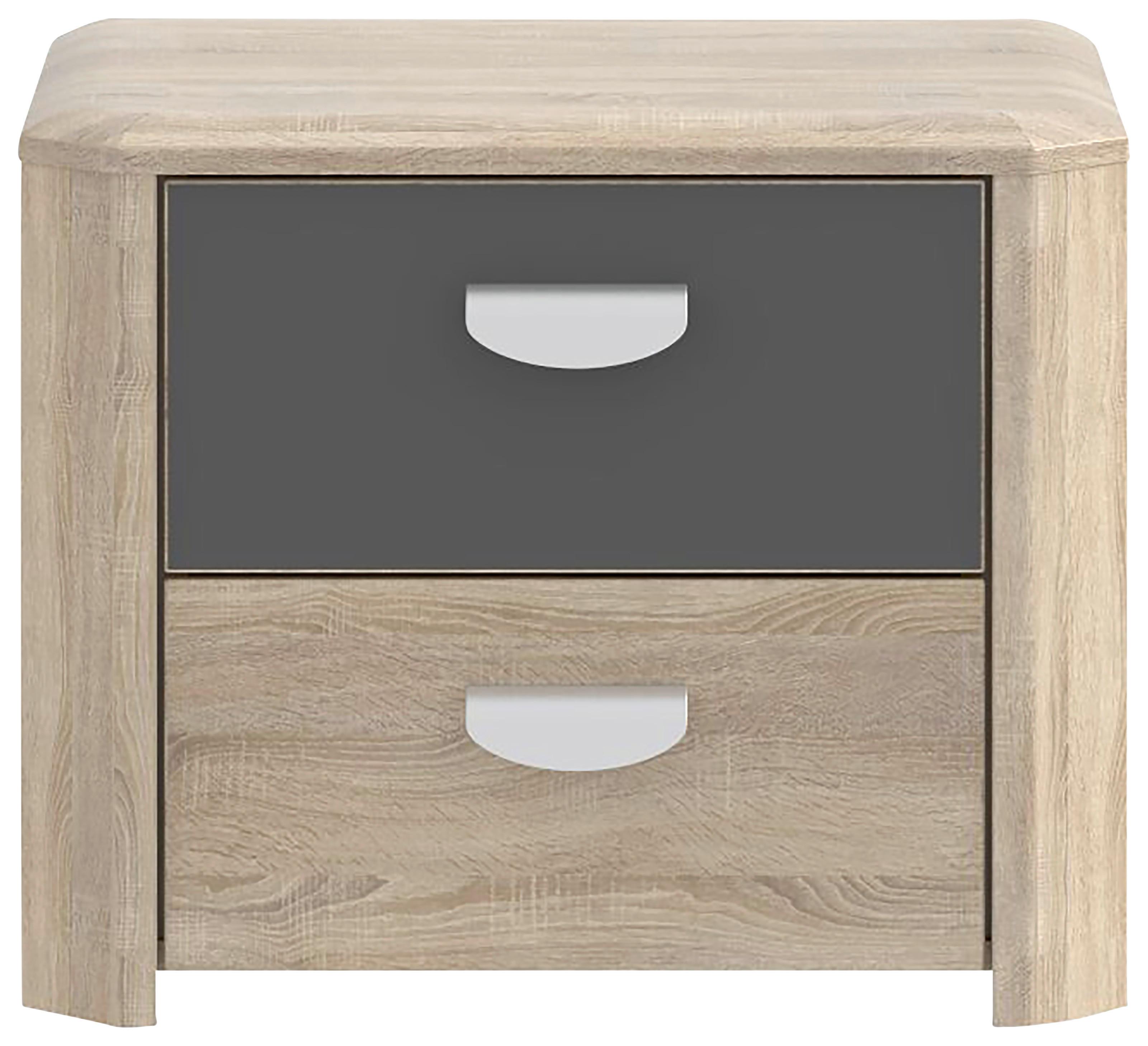 Nočna Omarica Yoop, Barva Hrasta, Antracit - barve hrasta/barve aluminija, Design, leseni material (54/44/41cm) - Carryhome