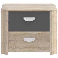 Nočna Omarica Yoop, Barva Hrasta, Antracit - barve hrasta/barve aluminija, Design, leseni material (54/44/41cm) - Carryhome