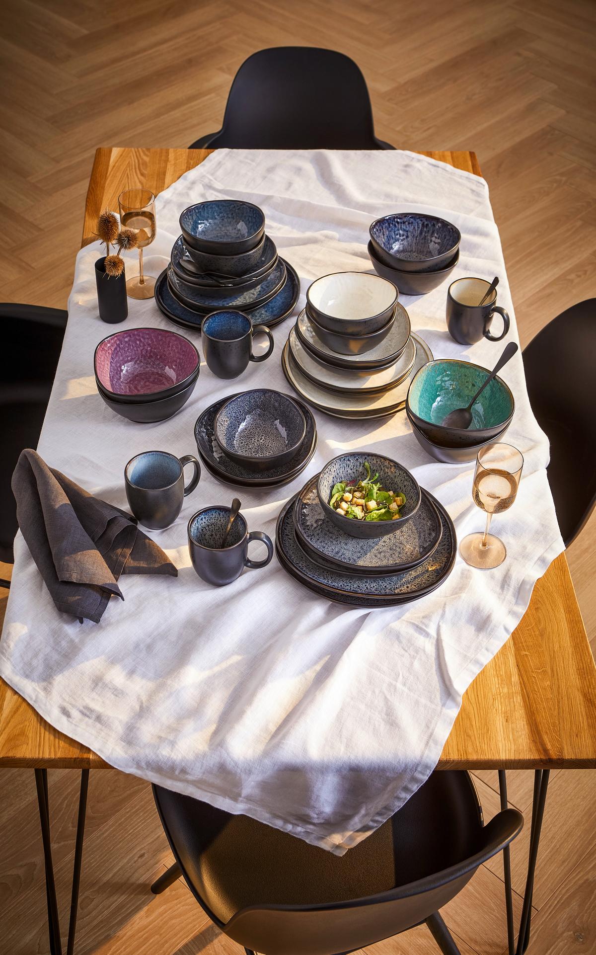 SERWIS OBIADOWO-ŚNIADANIOWY 13000 SØREN GREY - szary, Trend, ceramika - Novel