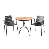 Gartentischgruppe Ellen/ Parc Cafe Set - Anthrazit/Teakfarben, Natur, Holz/Metall (120/120/80cm) - Gardenson