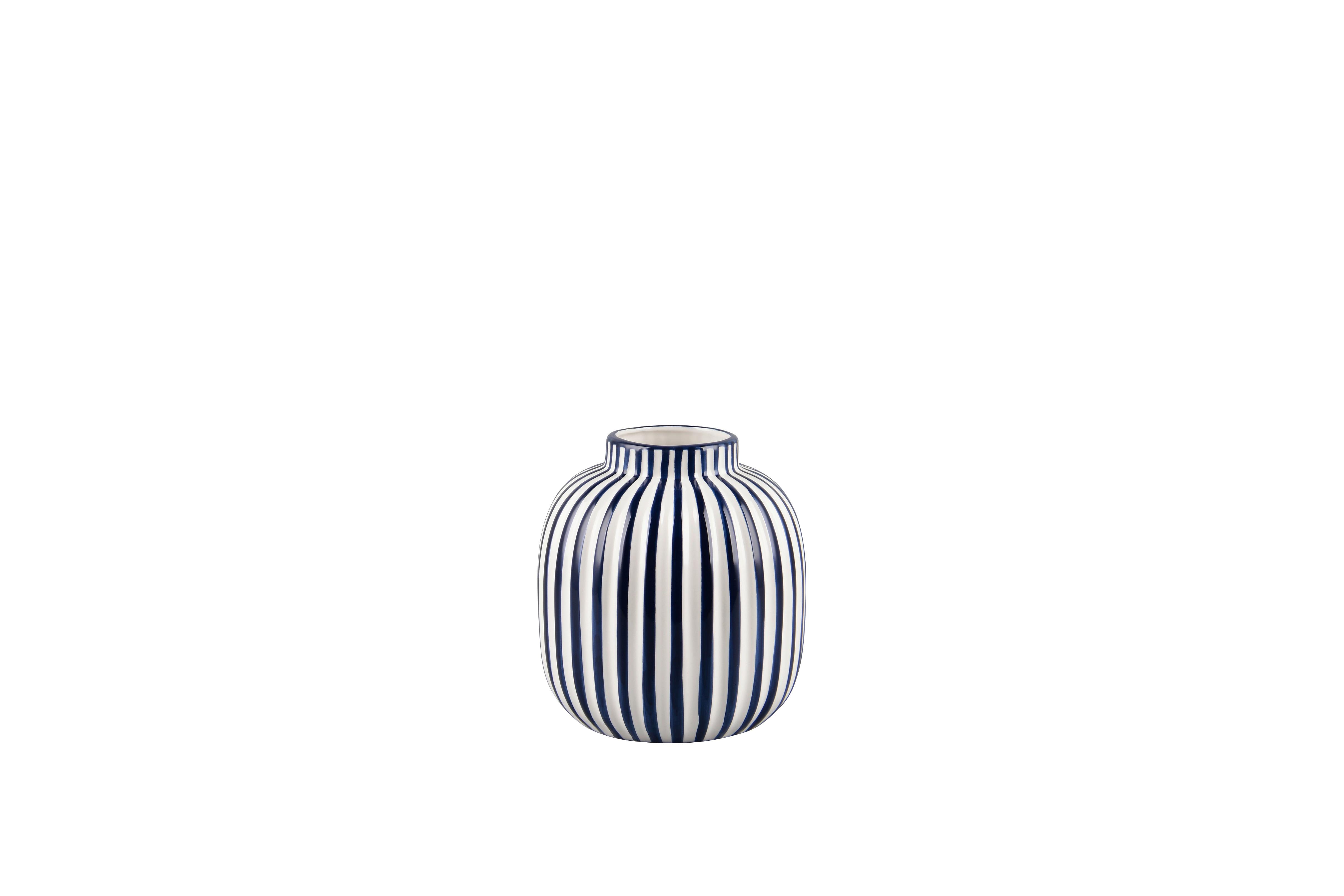 Dekovase Savanna Blau/Weiß - Blau/Weiß, Basics, Keramik (19/19/20,7cm)