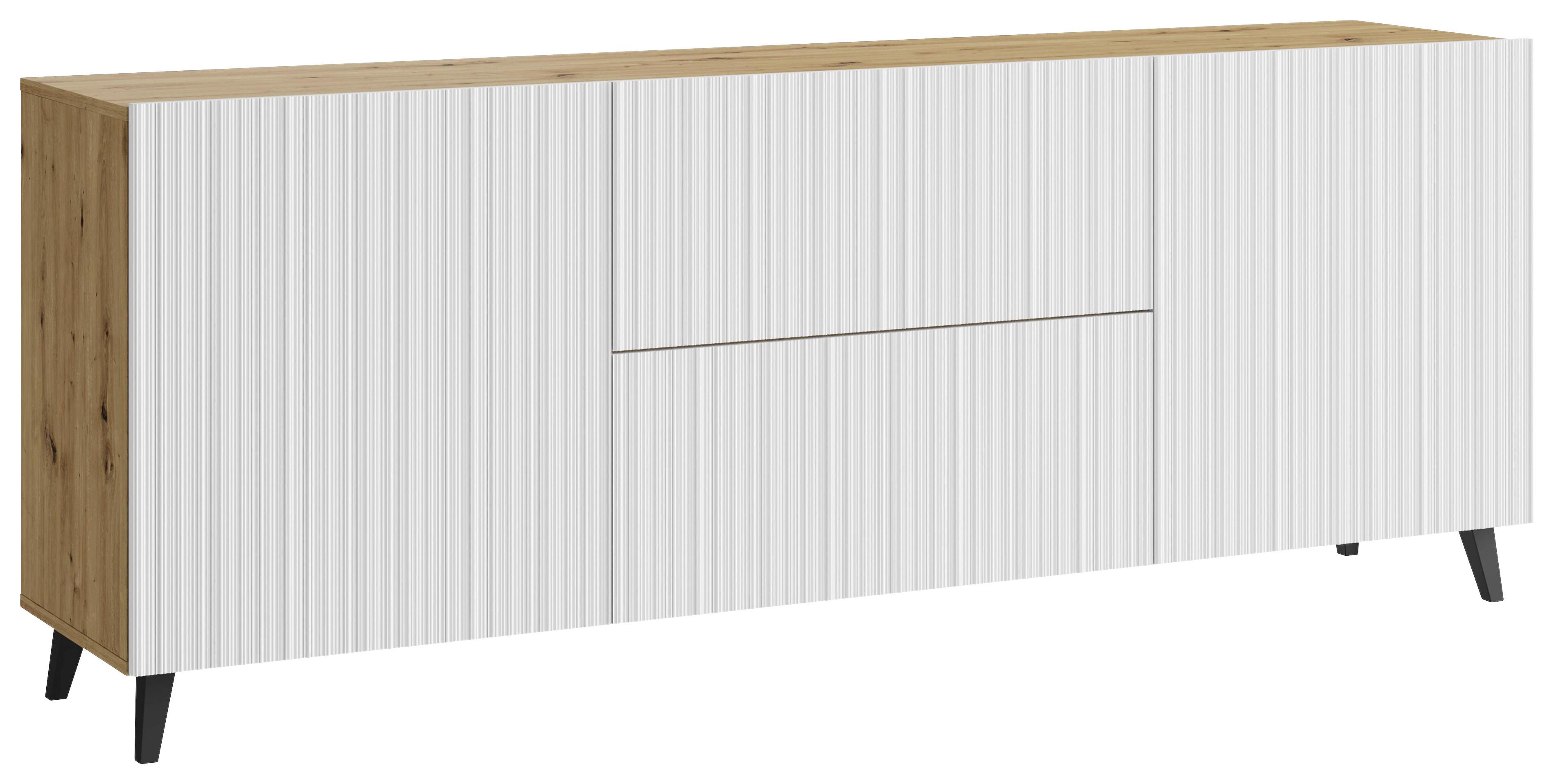 Nizka Omarica Phuket, Bela, Barva Hrasta - črna/bela, Trend, umetna masa/leseni material (180/69,4/39cm) - Livetastic
