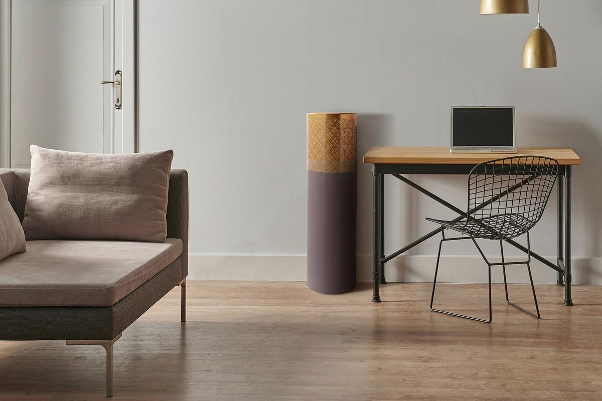 BODENVASE ART DECO 1115 - Lila/Goldfarben, Trend, Metall (25/90cm) - Kayoom