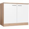 Spülenunterschrank MERLE Weiß/Eichefarben - Eichefarben/Silberfarben, Basics, Holzwerkstoff/Metall (100/84,8/60cm) - Respekta