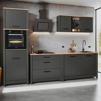 Küchenleerblock Bundle 5 o. Geräte Anthrazit - Anthrazit/Schwarz, MODERN, Glas/Holzwerkstoff (300cm) - home24