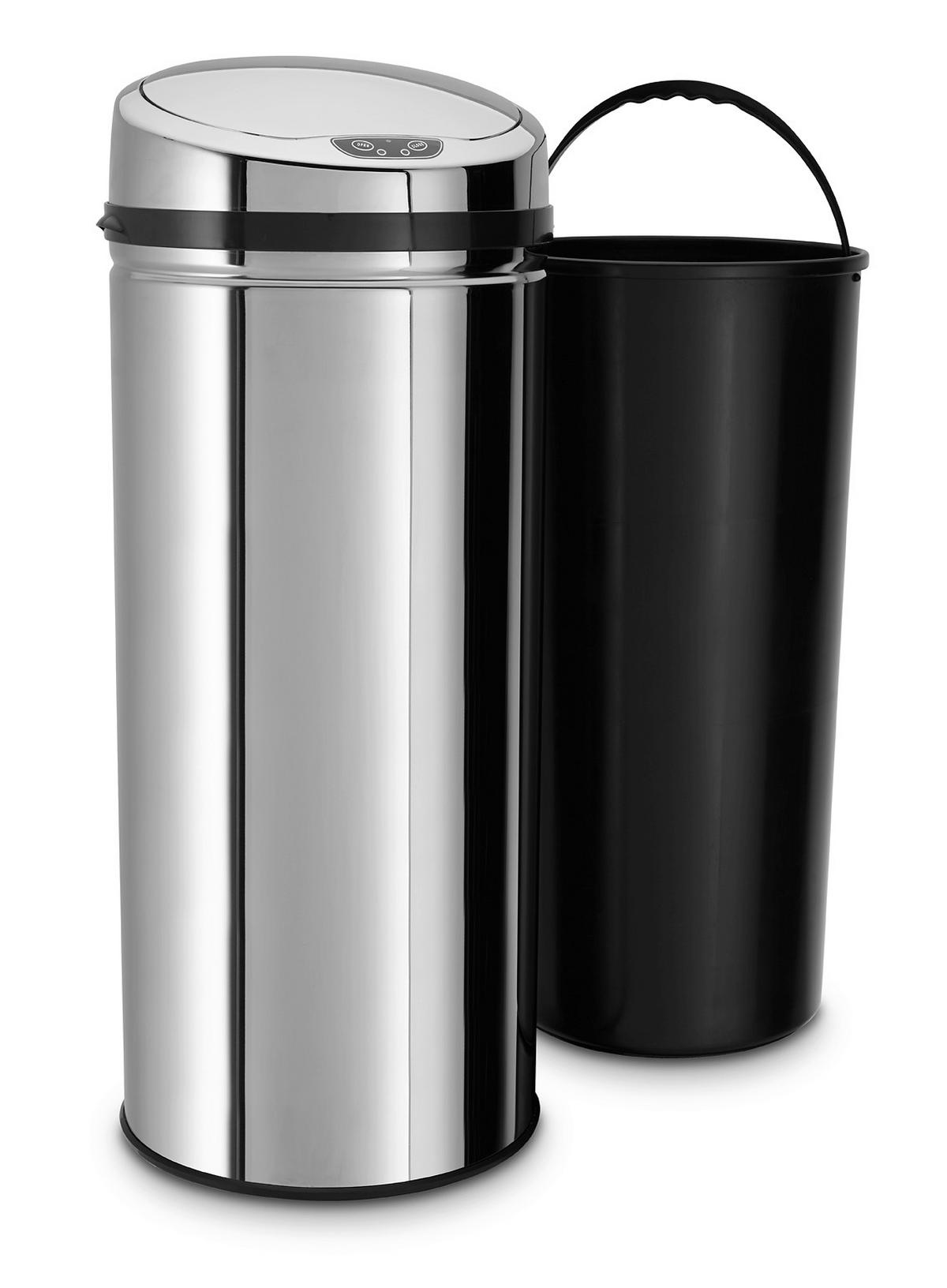 Coș gunoi Sensor cca. 42 l - argintiu/negru, Trend, plastic/metal (31/31/79,5cm) - Echtwerk