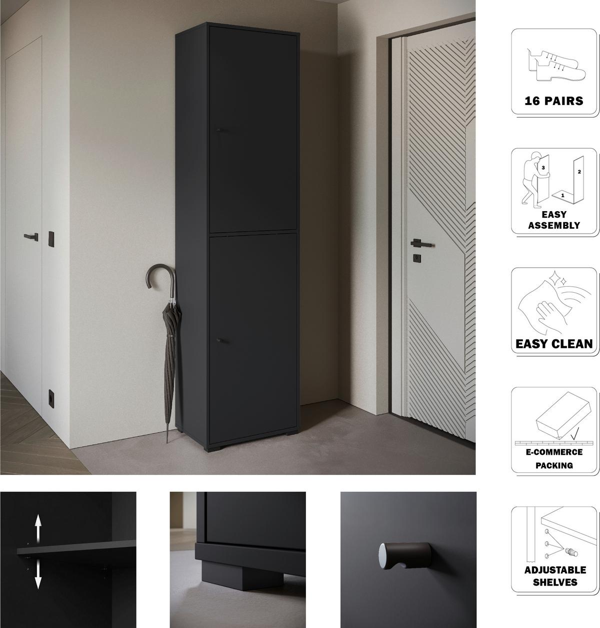 Omara Za Čevlje Dino, Črna - črna, Basics, kovina/umetna masa (50/190/33cm) - P & B