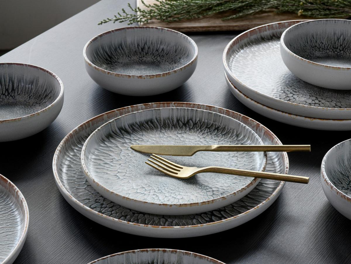 Tafelservice Hellgrau, 12-teilig - Hellgrau, Trend, Keramik (42/40/36,5cm) - Creatable