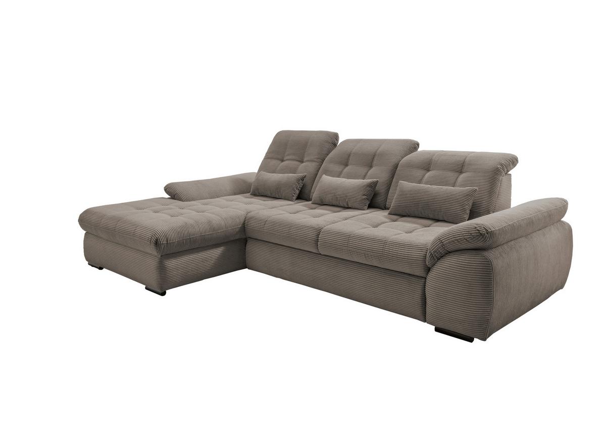 Ecksofa mit Bettkasten Rigatti ca. 184x314 cm Graubraun - Graubraun/Schwarz, MODERN, Textil/Metall (184/314cm) - Livetastic