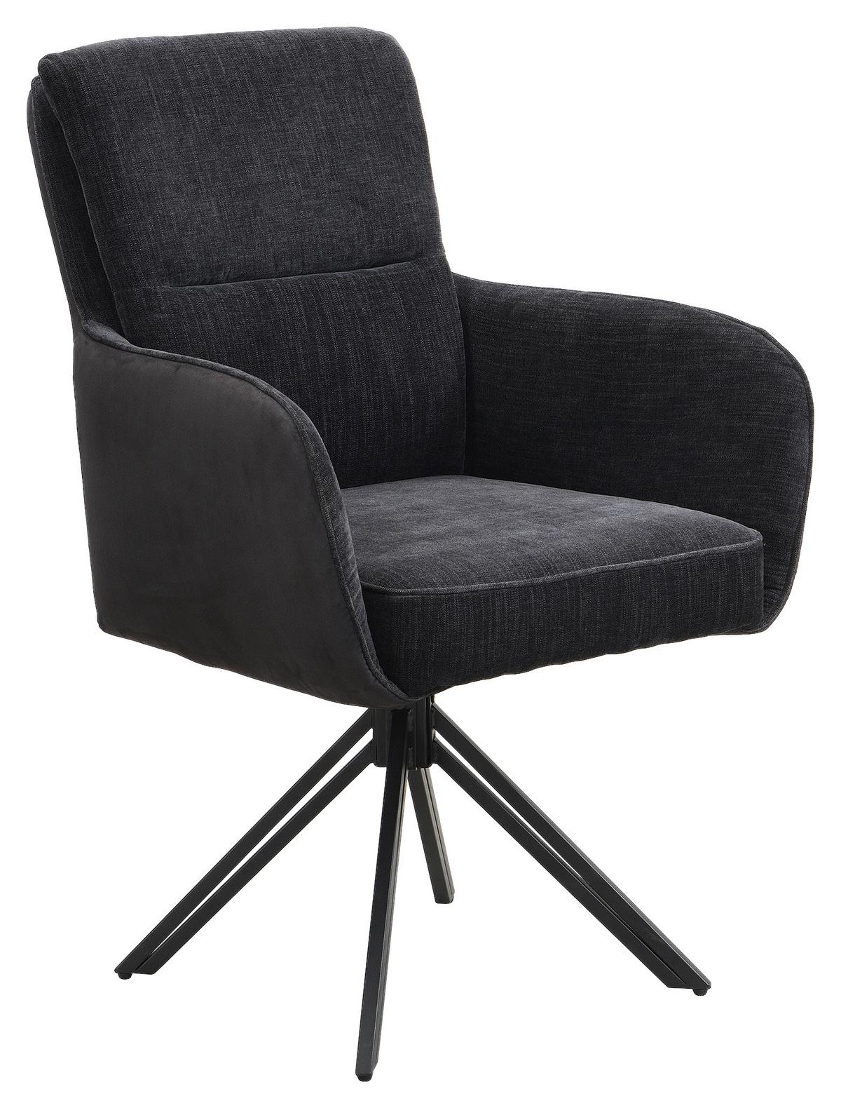 STUHL-SET TINO - Schwarz, MODERN, Textil/Metall (62/94/70cm) - MID.YOU