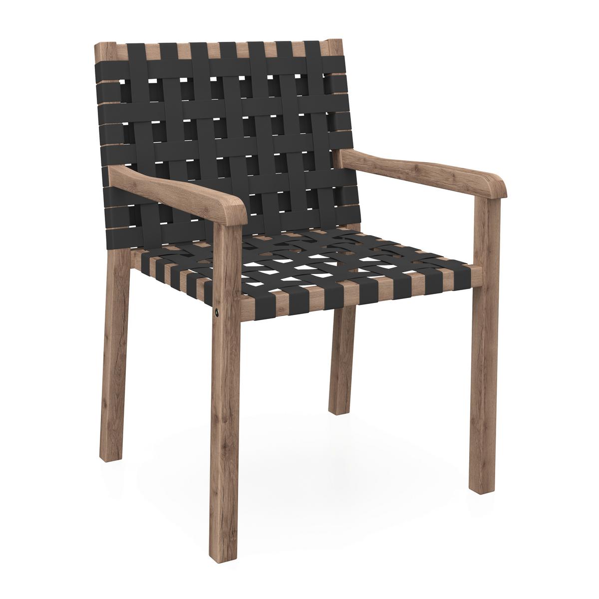 Gartensessel-Set 2-er Set Lauria Schwarz Holz/Textil - Schwarz/Akaziefarben, MODERN, Holz/Textil (61/84/59cm) - Bessagi Garden