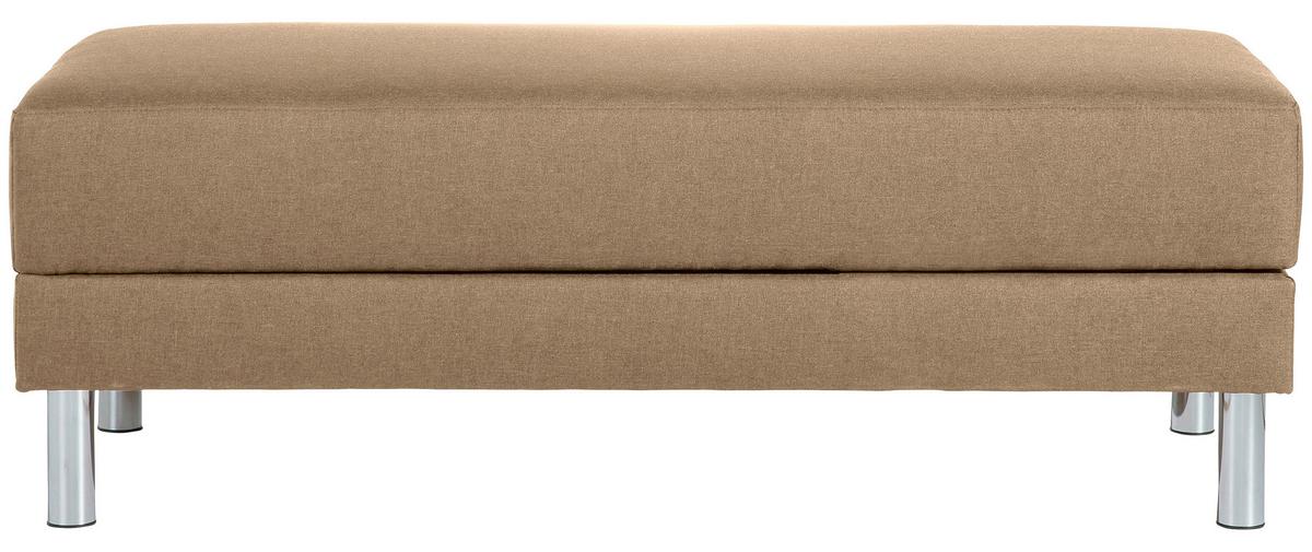 ECKSCHLAFSOFA JUST FASHION - Sandfarben/Chromfarben, KONVENTIONELL, Textil/Metall (152/230cm) - Max Winzer