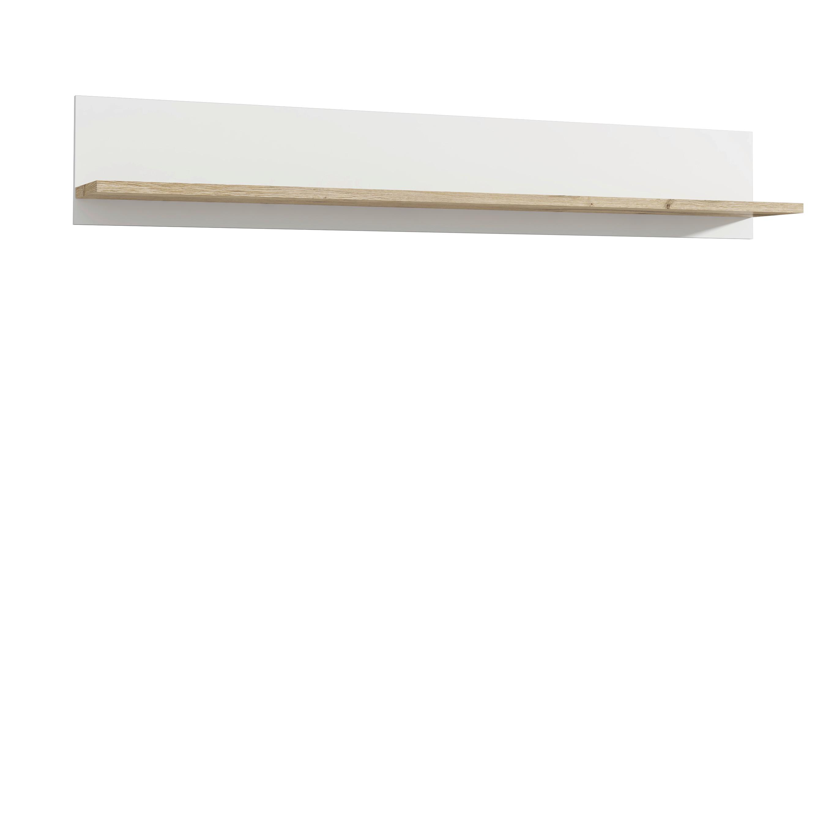 Zidna Polica Elara - hrast Bianco/bijela, Moderno, drvni materijal (160/25,6/21,9cm) - Modern Living