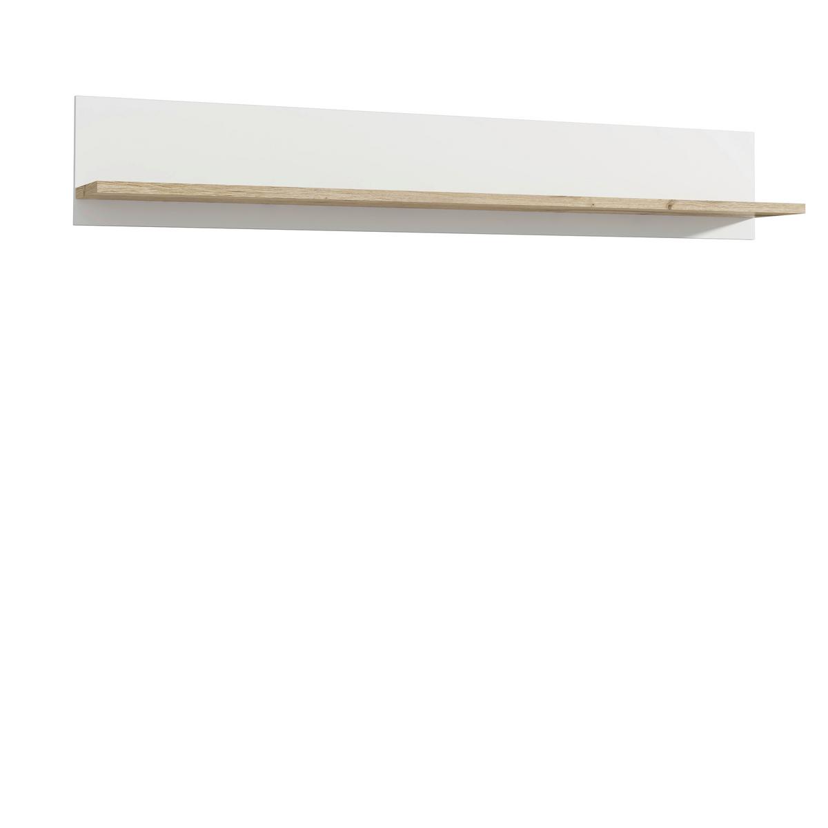 Poliță de perete ELARA - alb/stejar Bianco, Modern, material pe bază de lemn (160/25,6/21,9cm) - Modern Living