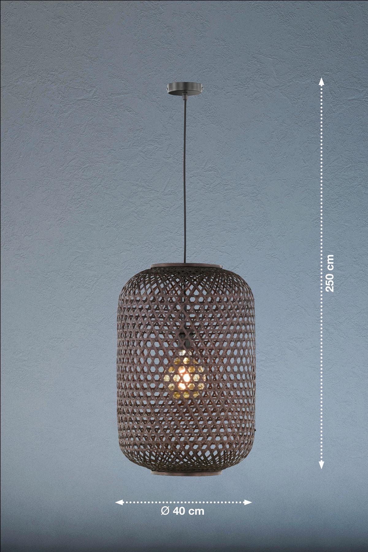LAMPA WISZĄCA 860474 CALLA - czarny, Natur, drewno (40/250cm) - Schöner Wohnen