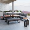 Dining-Loungeset Emma Grau Outdoorstoff/Polywood+Abd. - Dunkelgrau/Anthrazit, MODERN, Kunststoff/Textil (248/318/72cm) - Bessagi Garden