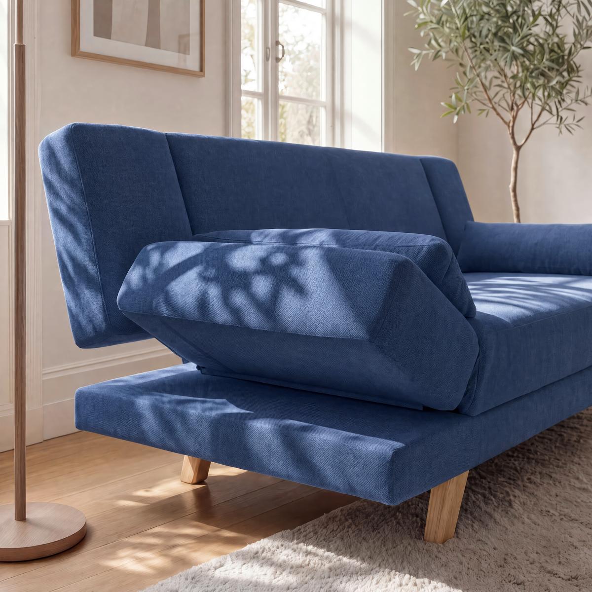 Canapea extensibila FUNKY - albastru, Modern, textil (183/73/79cm) - Bessagi Home