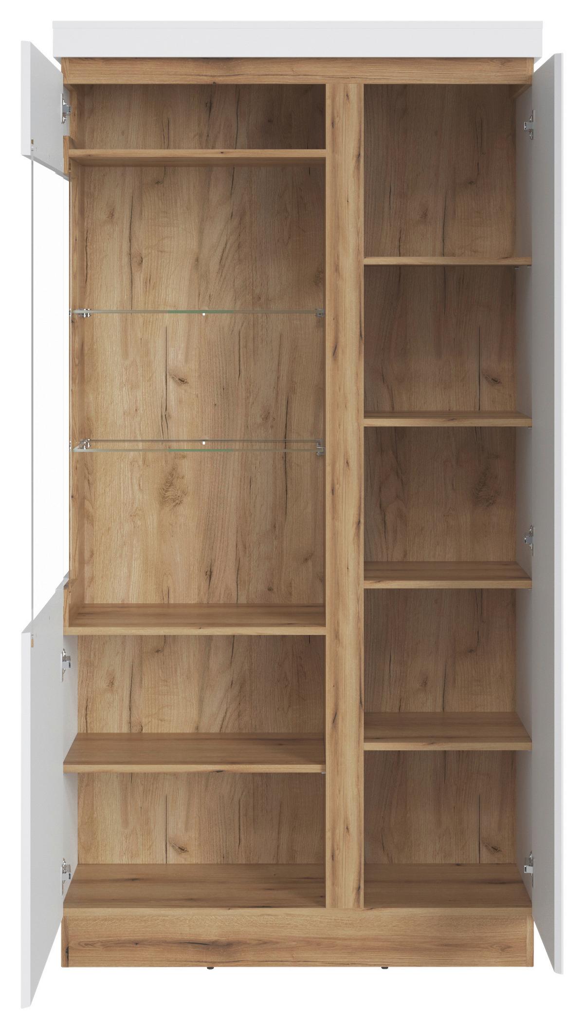 Vitrina Calabria - bijela/boje hrasta, Trend, staklo/drvni materijal (103,6/200,5/40cm) - Modern Living