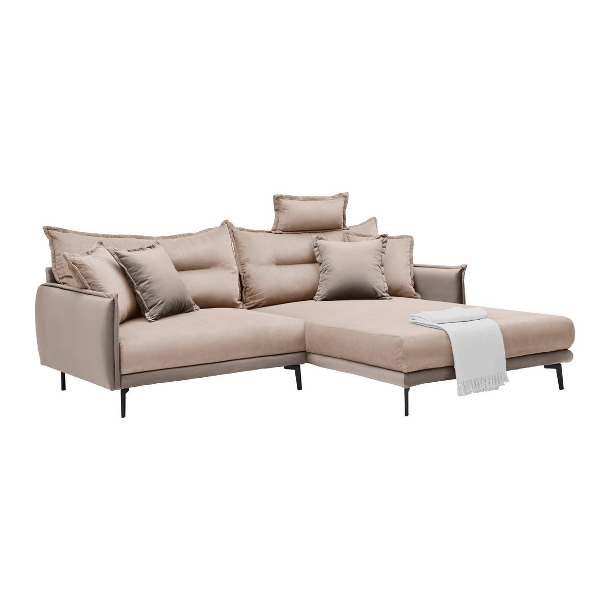 Ecksofa Nuovo Greige - Greige/Schwarz, MODERN, Textil/Metall (245/72-113/190cm) - Mömax