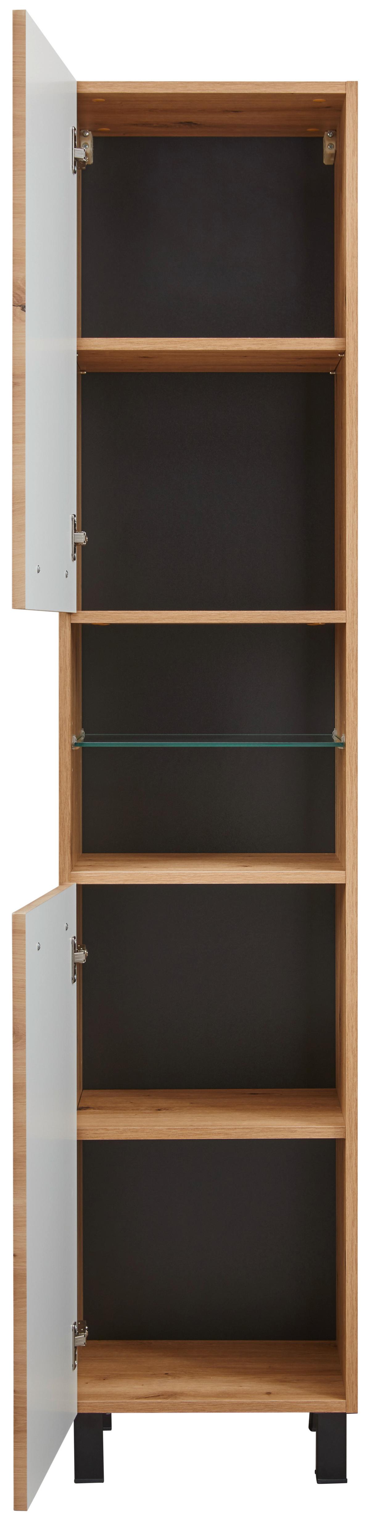armoire haute in Eiche Artisan - Schwarz/Eiche Artisan, Modern, Glas/Holzwerkstoff (40/180/190/35cm) - Mömax