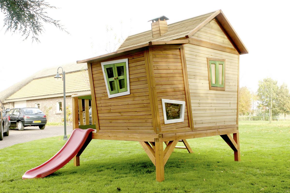 Spielhaus Emma aus Zedernholz Massiv - Rot/Braun, Basics, Holz (345/229/180cm)