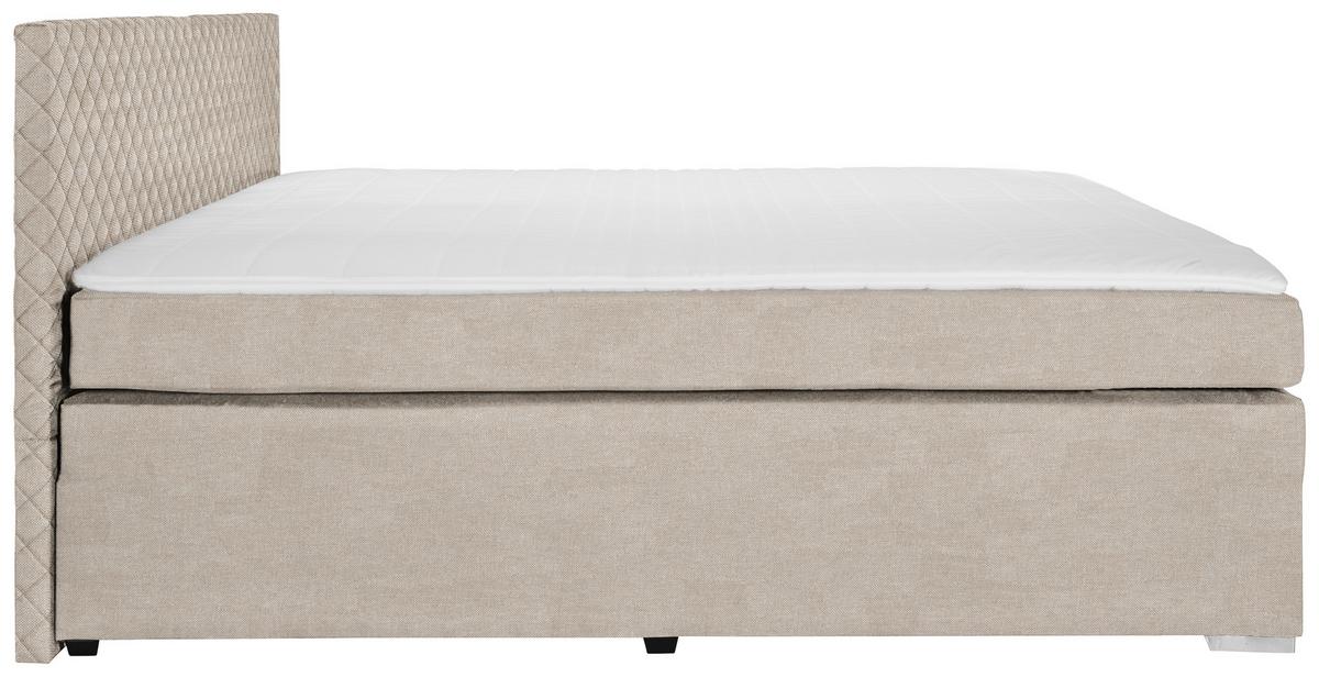 Boxspringbett Mali New in Cappuccino ca. 140x200cm - Chromfarben/Cappuccino, KONVENTIONELL, Kunststoff/Textil (140/200cm) - Based