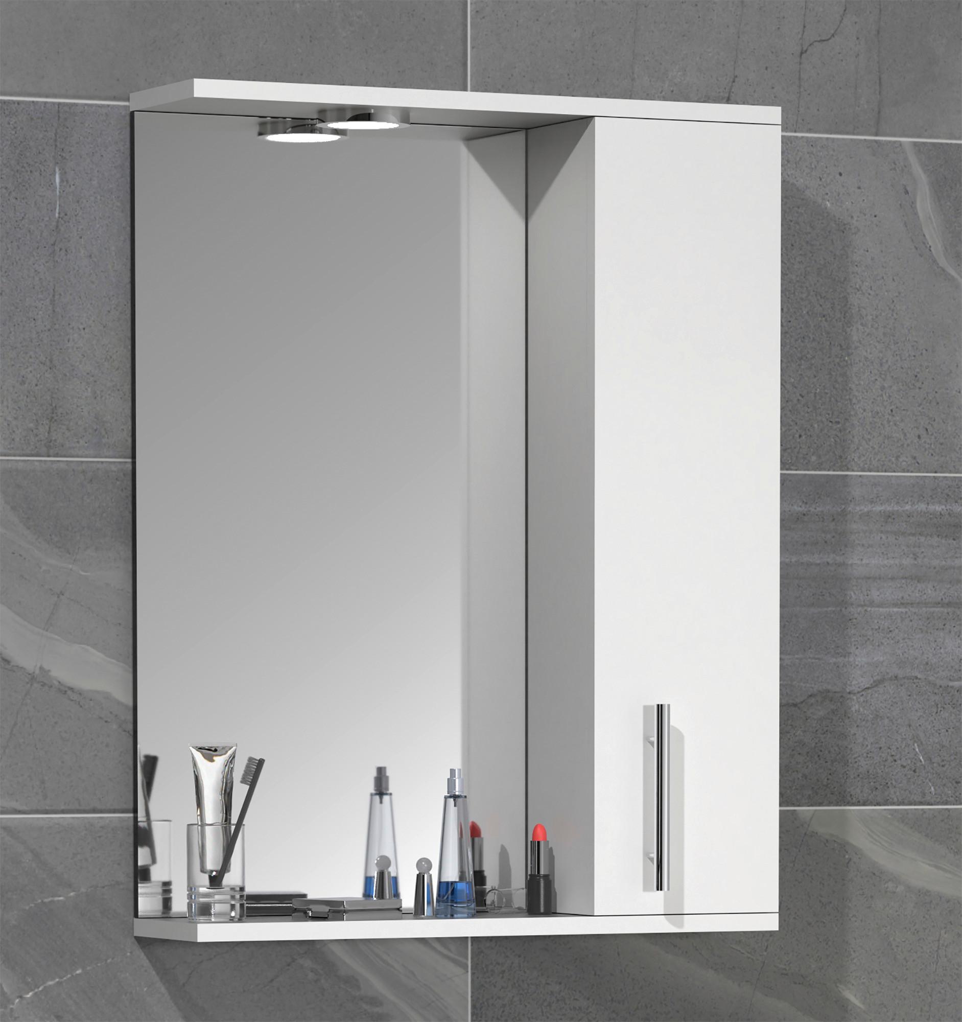 SPIEGELSCHRANK LISALO L - Weiss, Modern, Glas/Holzwerkstoff (55/71/14cm) - MID.YOU