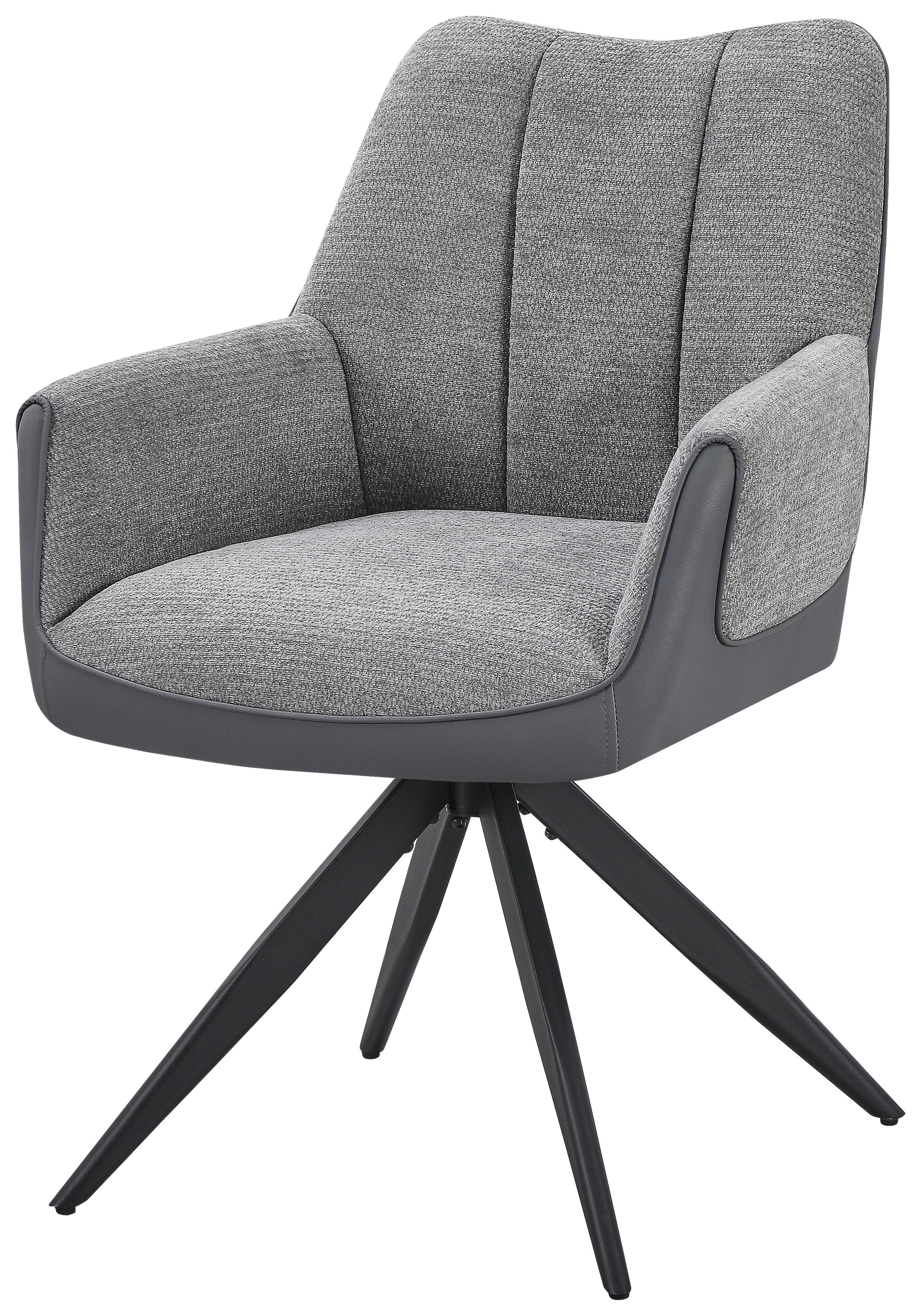 Naslanjač Caro, Siva - siva/črna, Trend, kovina/tekstil (66/87/62cm)