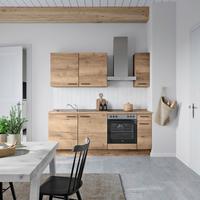 Küchenblock Structura Low m. Geräten Eiche dunkel - Eiche dunkel/Eichefarben, MODERN, Holzwerkstoff/Metall (210cm) - Nobilia