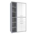 Regalkombination in Weiß/platinfarben - Platinfarben/Alufarben, MODERN, Glas/Holzwerkstoff (117,3/216,4/40cm) - PREMIUM LIVING