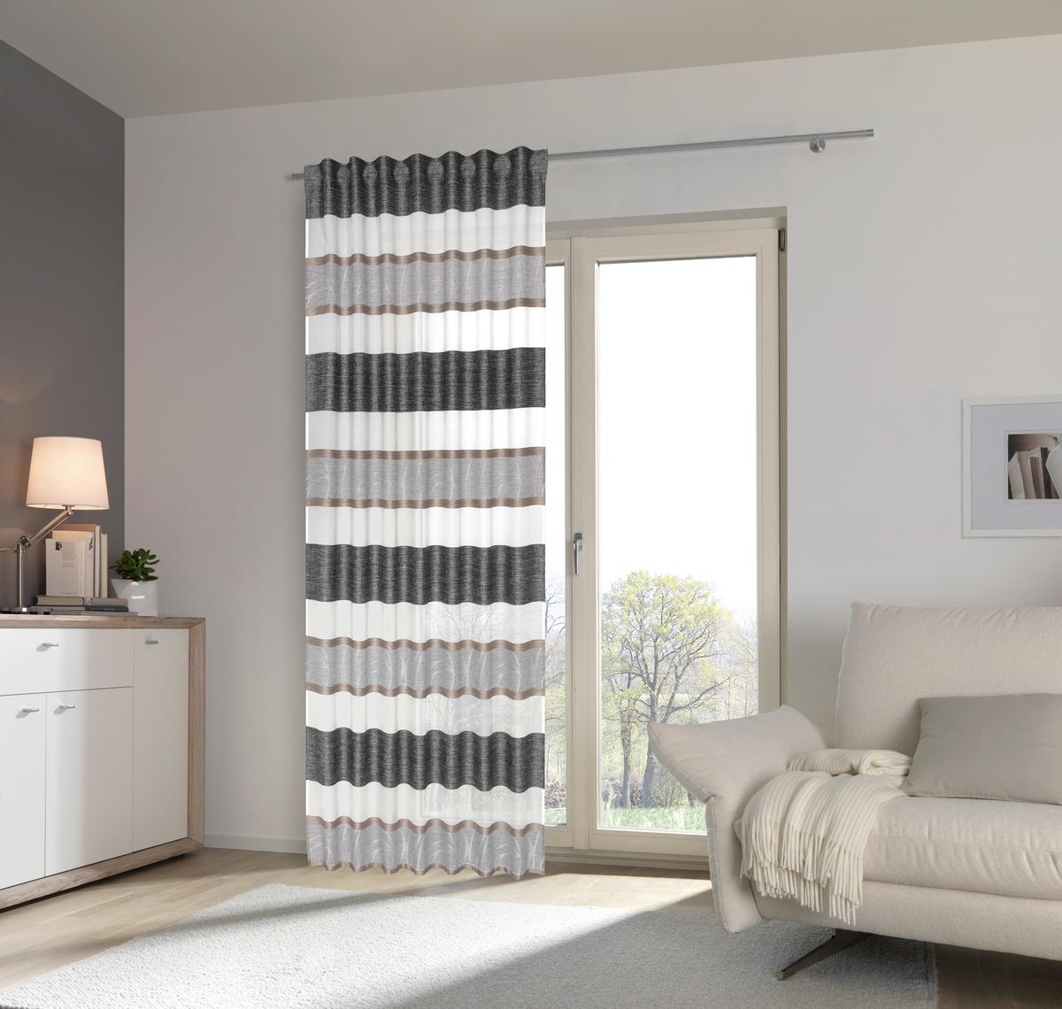 ZASŁONA GOTOWA MAURO - kremowy/czarny, Konventionell, tkanina (135/245cm) - Esposa