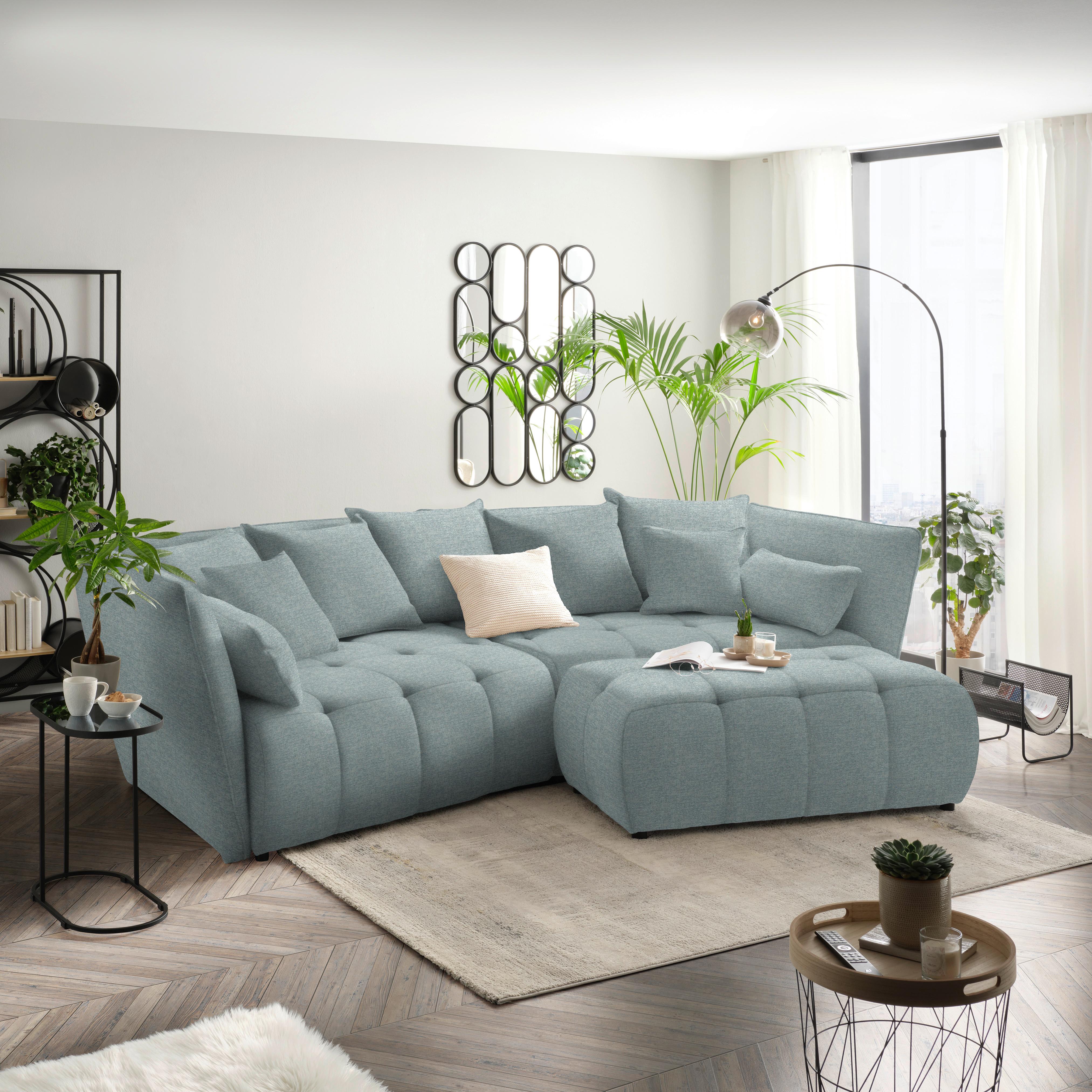 Boxspringsofa Sofi Hellblau - Schwarz/Hellblau, MODERN, Textil (294/93/152cm) - Premium Living