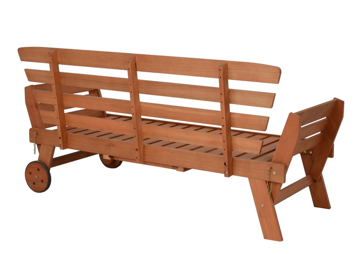 Gartenbank Holz Rincon ca. 190x78x68 cm inkl. Kissen - Braun/Grau, Basics, Holz/Textil (190/77,5/68cm) - Gardenson