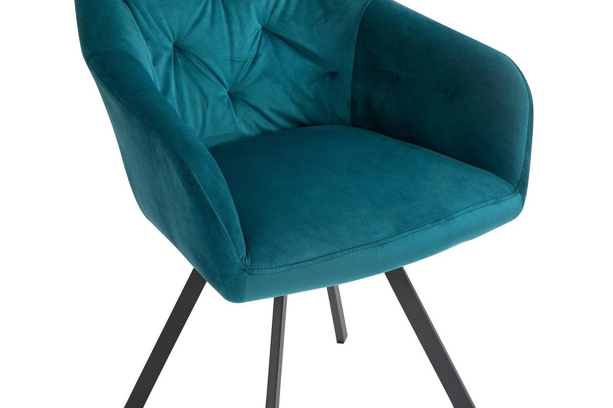 Naslanjač Samt, Turkizna, Vrtljiv - turkizna/črna, Moderno, kovina/tekstil (61/85/62cm) - Livetastic