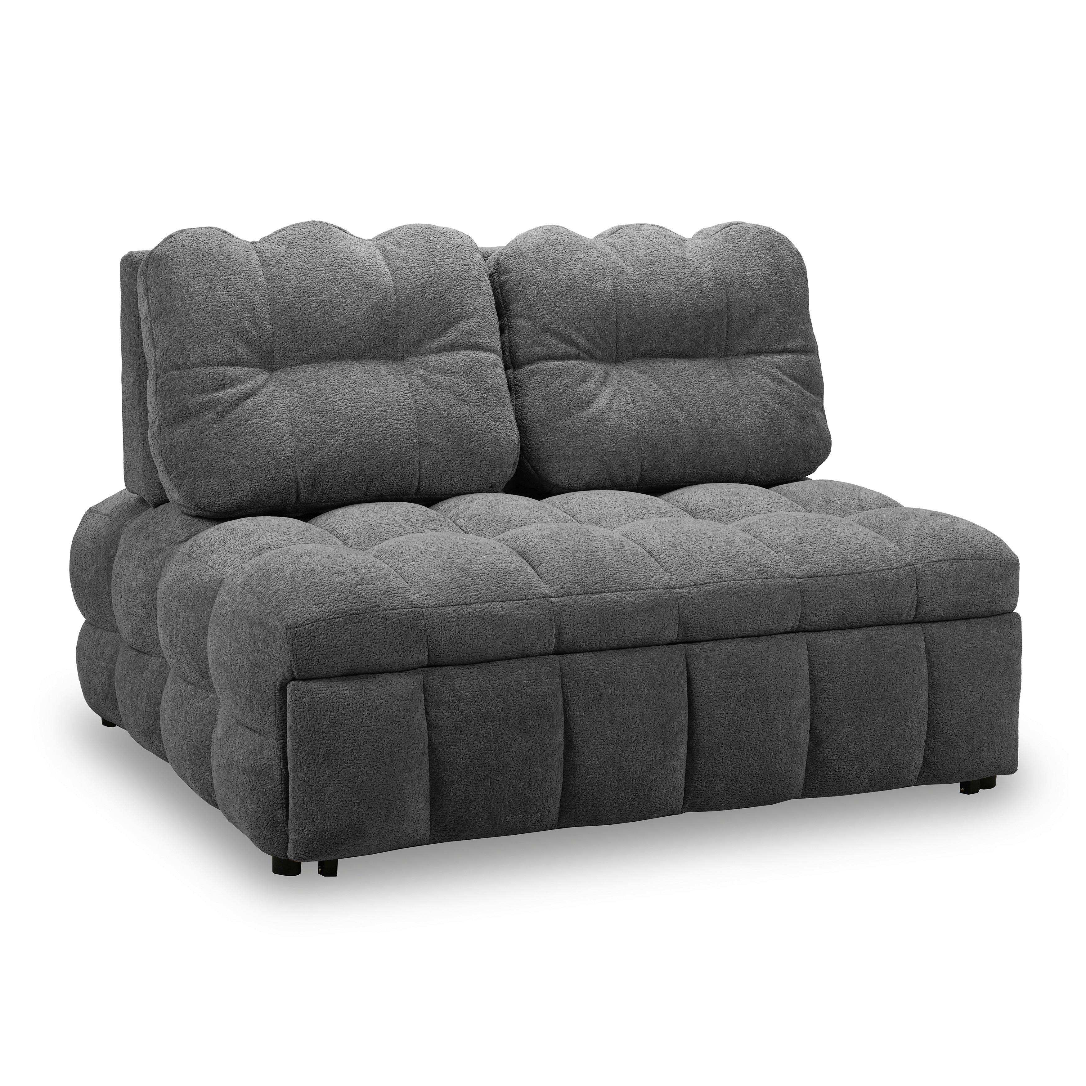 Schlafsofa Liara Webstoff Dunkelgrau - Dunkelgrau/Schwarz, MODERN, Holz/Textil (137/87/110cm) - Bessagi Home