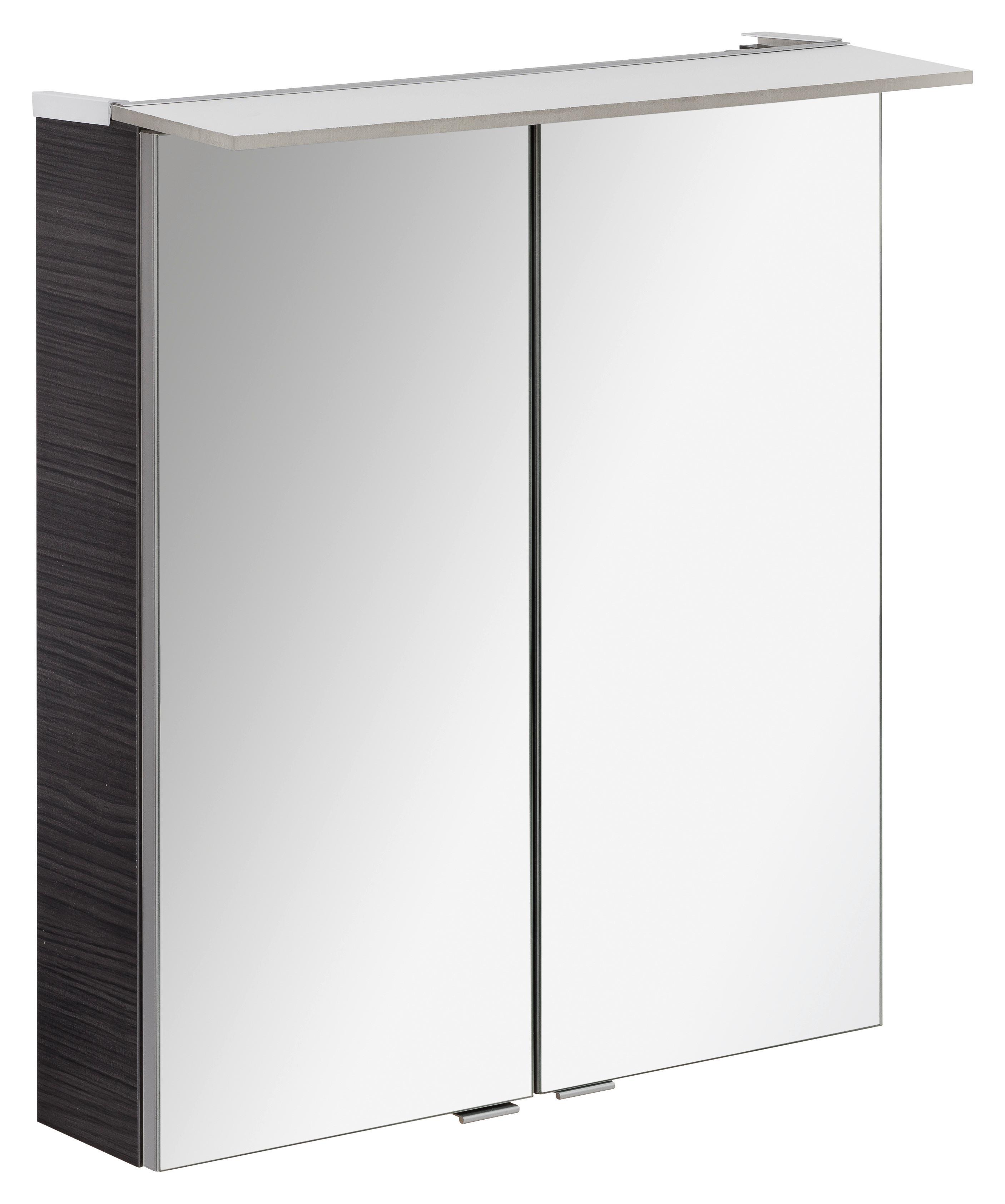 Spiegelschrank B.Perfekt mit LED 2-türig Dunkelbraun - Silberfarben, MODERN, Glas/Holzwerkstoff (60/69,5/23,5cm) - MID.YOU