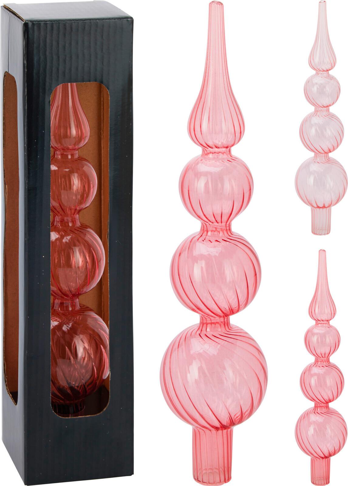 Christbaumspitze ROZE - Pink/Altrosa, Glas (6/6/28cm)