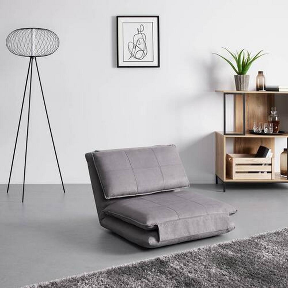 Schlafsessel Eni Grau Webstoff - Schwarz/Grau, MODERN, Kunststoff/Textil (73/56/72cm) - Bessagi Home
