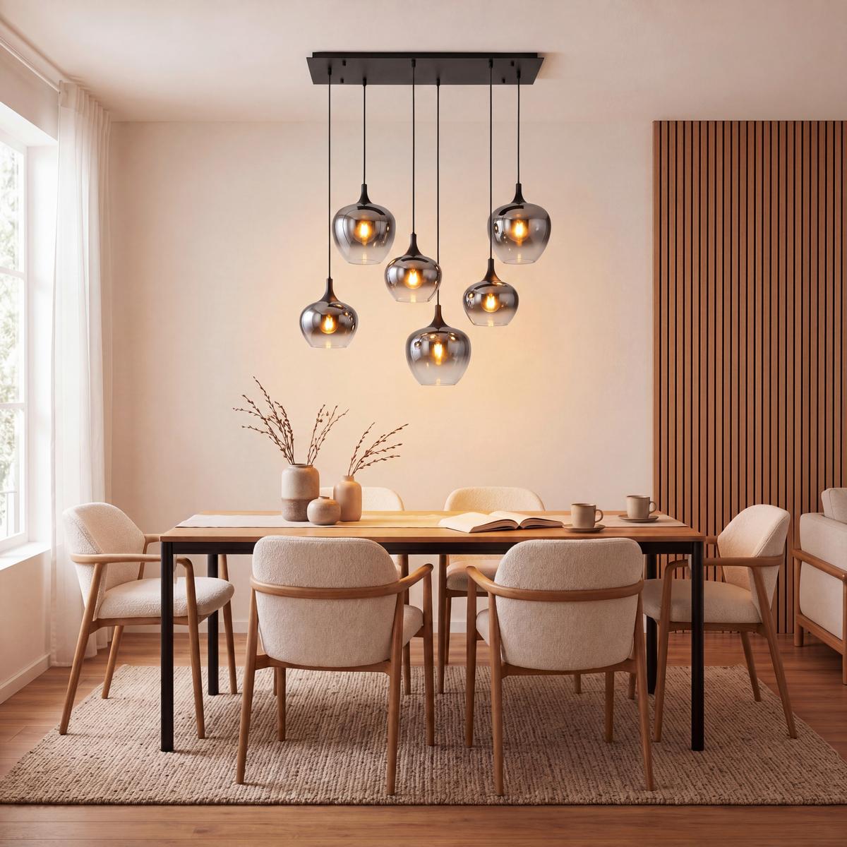 LAMPA WISZĄCA MAJKA - czarny, Design, metal/szkło (100/18/120cm) - Globo