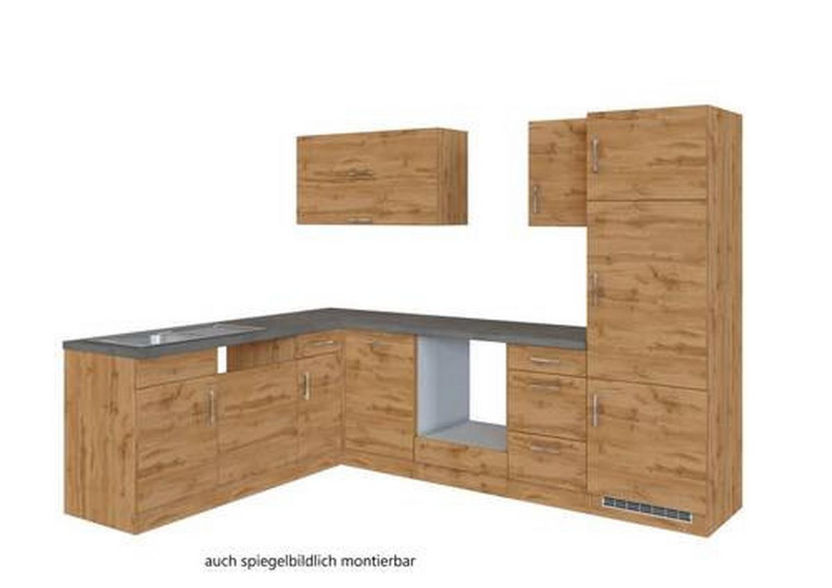 Eckküche Winkelblock ohne Geräte ca. 210x270 cm Eiche - Apfelbaumfarben/Eichefarben, MODERN, Holzwerkstoff (210/270cm) - Held