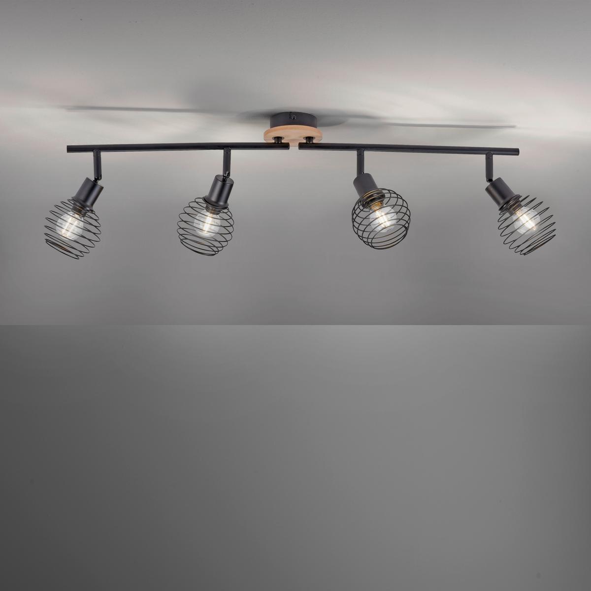 Deckenleuchte 15924-79 max. 40 Watt - Schwarz, Natur, Holz/Kunststoff (92/87/24cm)