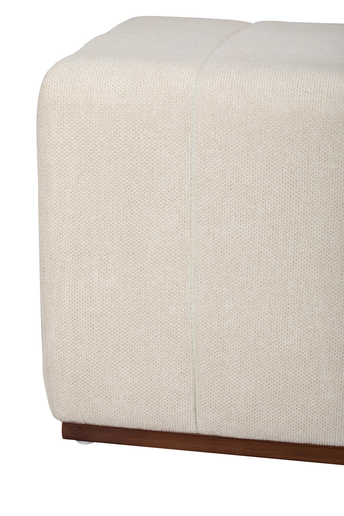 SIEDZISKO JULA - beżowy/kolor naturalny, Design, drewno/tkanina (122/41/45cm) - MID.YOU