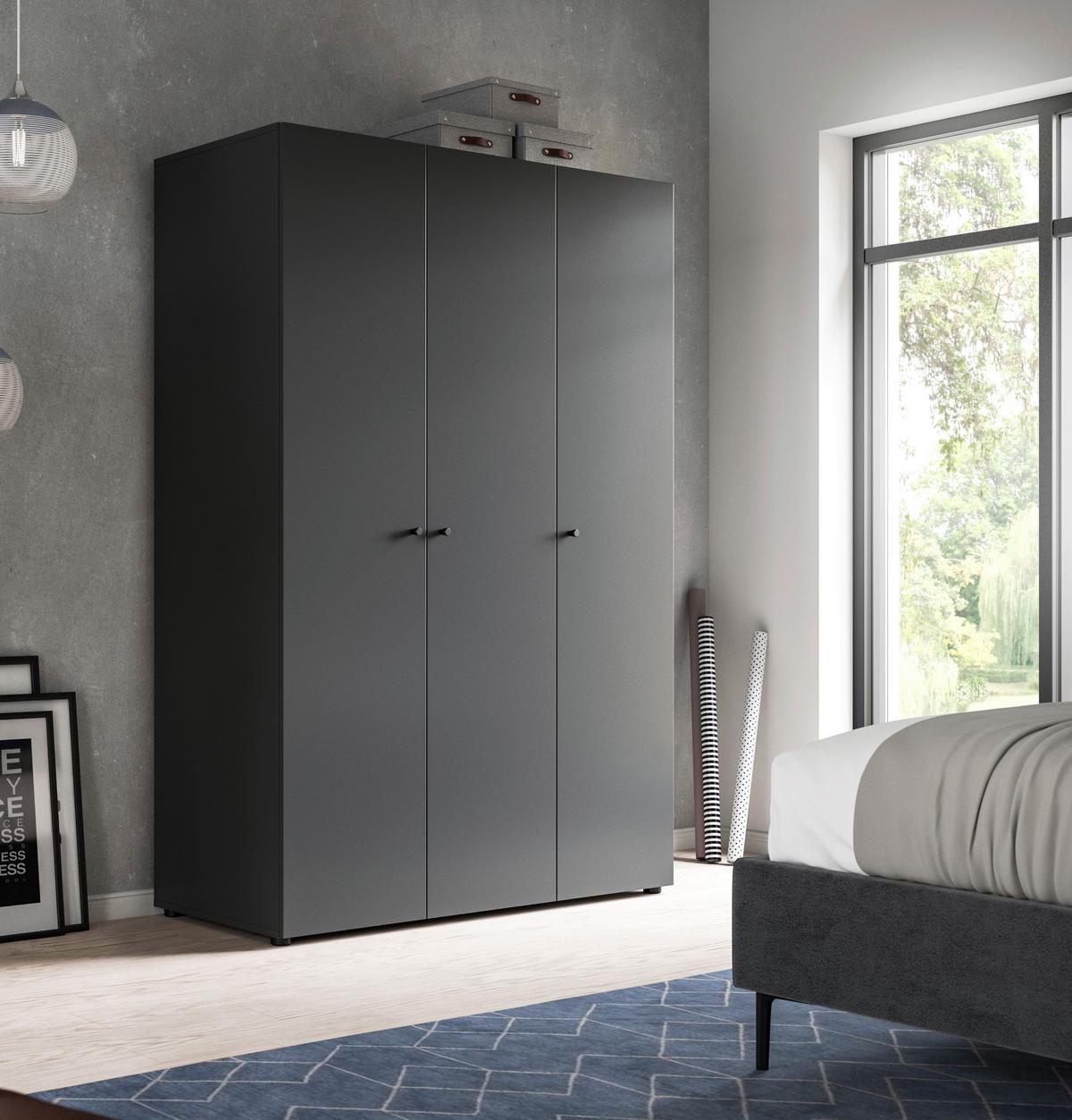 Drehtürenschrank DARWIN ca.120x176x51cm Anthrazit - Anthrazit/Schwarz, MODERN, Holzwerkstoff/Kunststoff (120cm) - MID.YOU