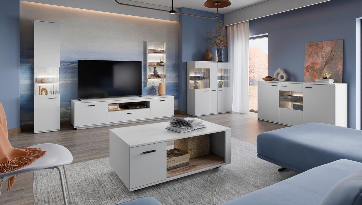 Cotia New Zidna Polica - bijela/boje hrasta, Moderno, drvni materijal (50/108/19,8cm) - Modern Living