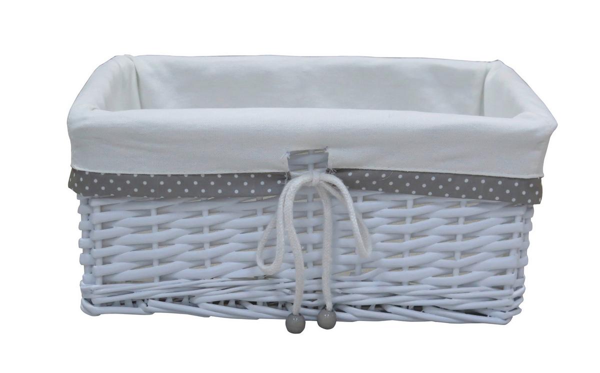 Coș Ruby M - alb, Konventionell, lemn/textil (35/16/25cm) - Mömax