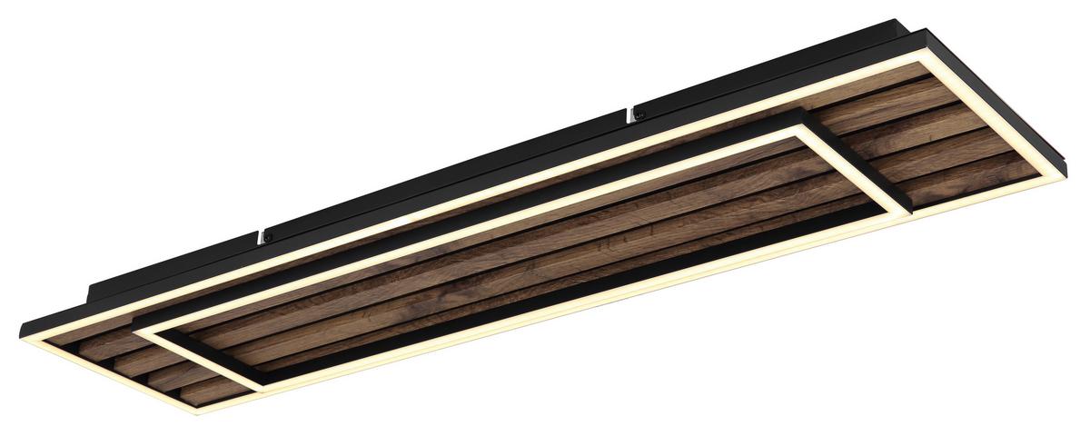 LED-DECKENLEUCHTE 67345D2 WOODY - Weiss/Dunkelbraun, Natur, Holzwerkstoff/Kunststoff (80/20/6cm) - Globo