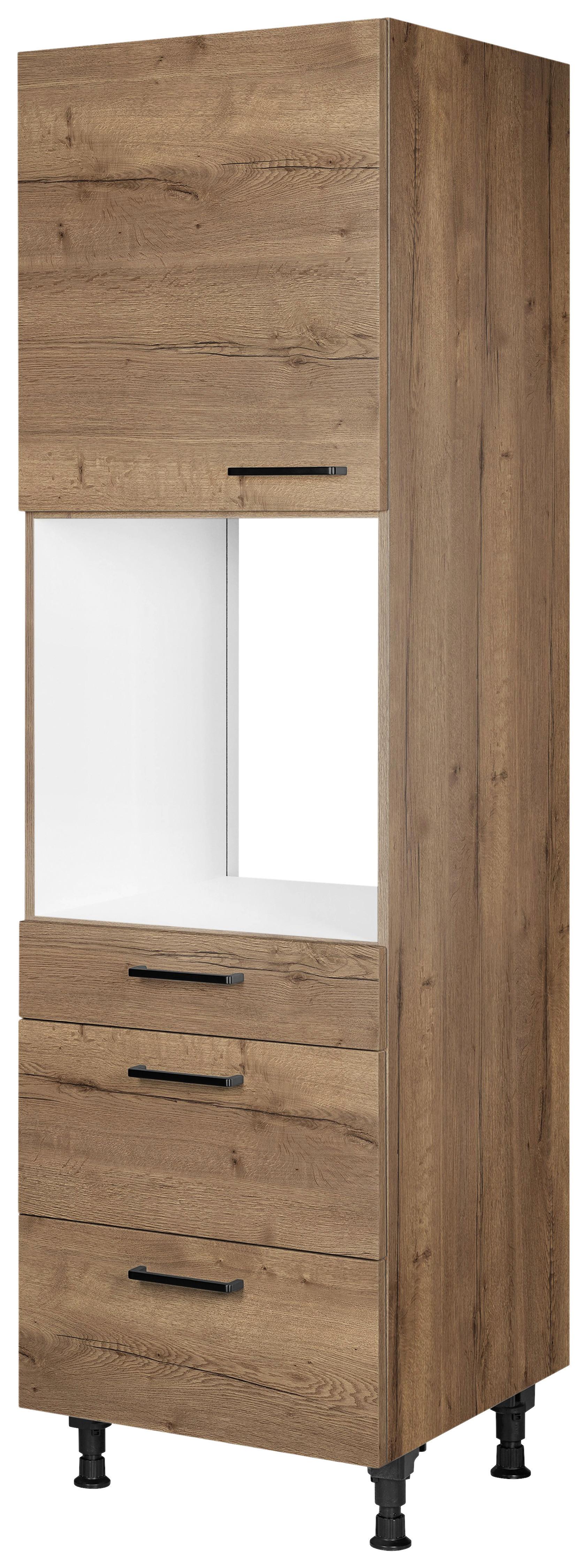 Geräteumbauschrank Structura Eiche dunkel - Eiche dunkel/Schwarz, MODERN, Holzwerkstoff/Metall (60/216,6/58cm) - Nobilia
