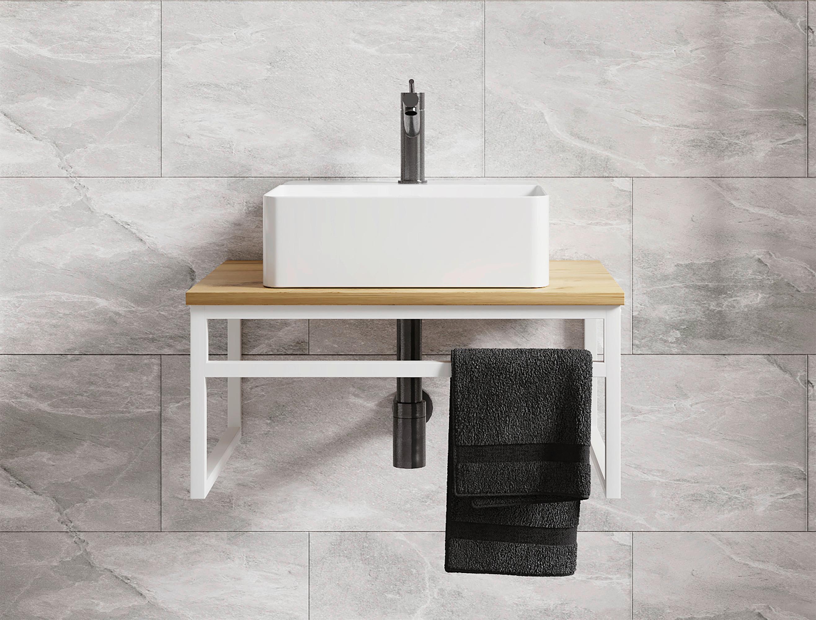WASCHTISCHKOMBI 2-TLG. WASCHPLATZ "BITILA 60" - Honigeiche/Weiss, Modern, Keramik/Holzwerkstoff (60cm) - MID.YOU
