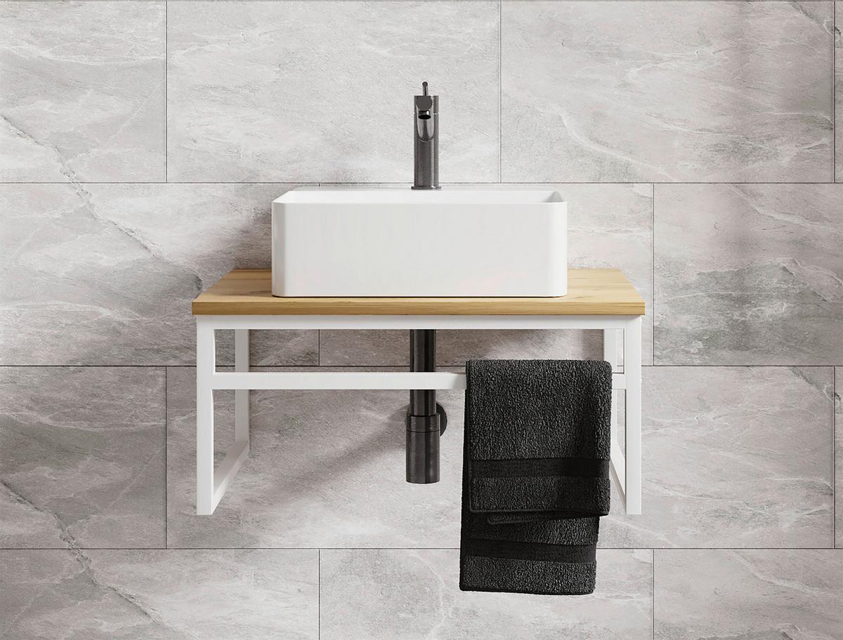 WASCHTISCHKOMBI 2-TLG. WASCHPLATZ "BITILA 60" - Honigeiche/Weiss, Modern, Keramik/Holzwerkstoff (60cm) - MID.YOU