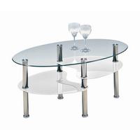 Ovalna Klubska Miza Saba, Bela, Steklo - Moderno, steklo (90/45/55cm) - Modern Living